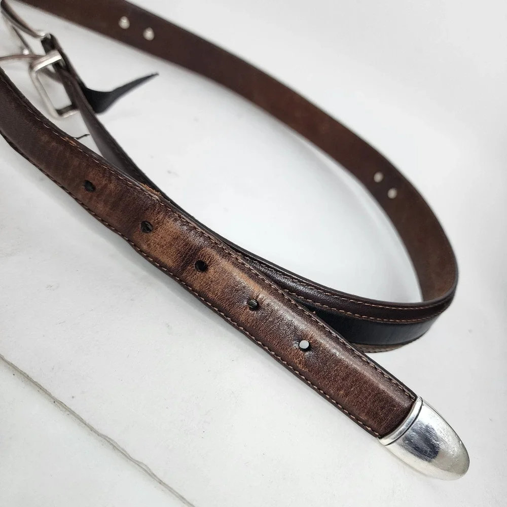 Onyx by Brighton Belt Mens 42 Brown Black Golf Concho Leather 12000